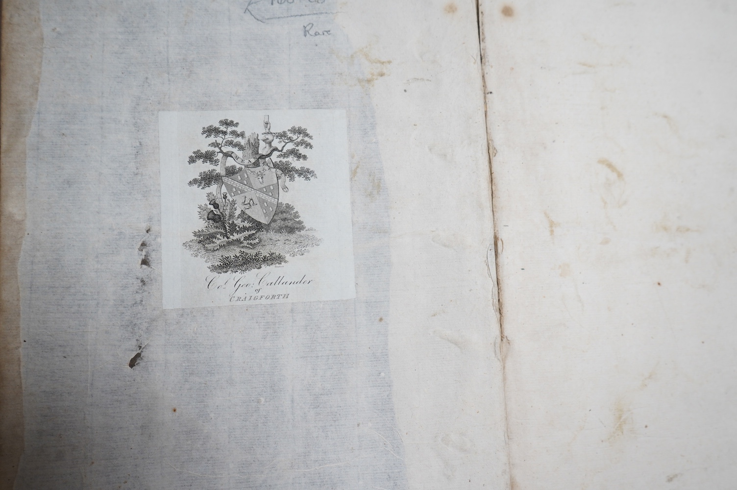 Laurence, John - A New System of Agriculture. Being a complete body of husbandry and gardening....1st edition. frontis. 2 plates, engraved text illus., head and tailpiece decorations; contemp. blind decorated panelled ca